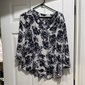 Chic Black and White Floral Blouse